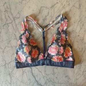 Victoria's Secret Floral Lace Bralette - Pink and Blue